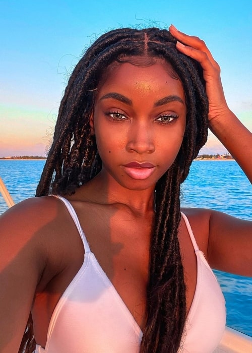 Aissata Diallo as seen in a selfie taken at the Turks and Caicos Islands in February 2020