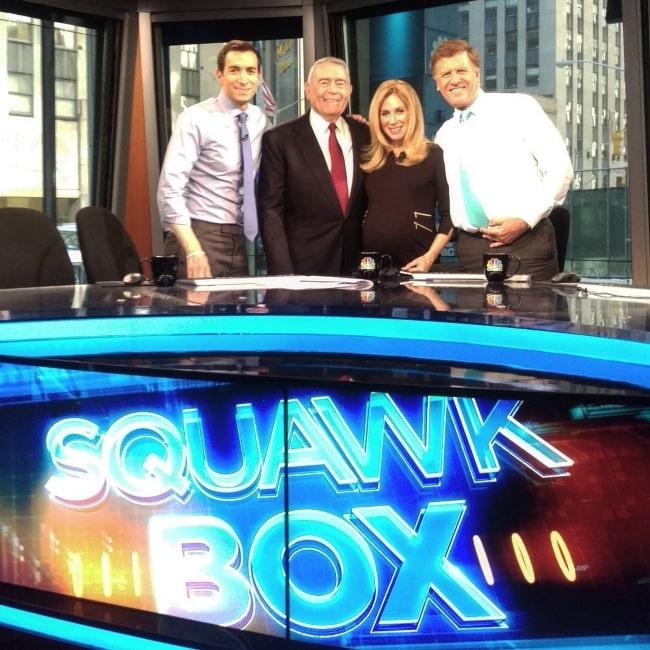 Dan Rather with CNBC's Squawk Box team in August 2016