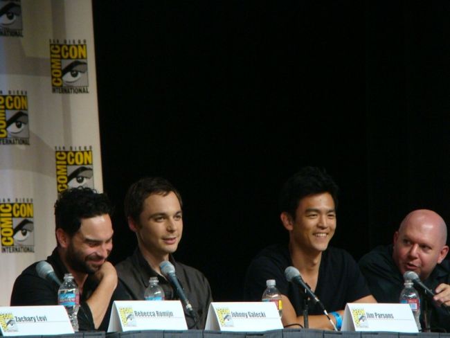 (From left to right) Johnny Galecki, Jim Parsons, John Cho, and Marc Guggenheim