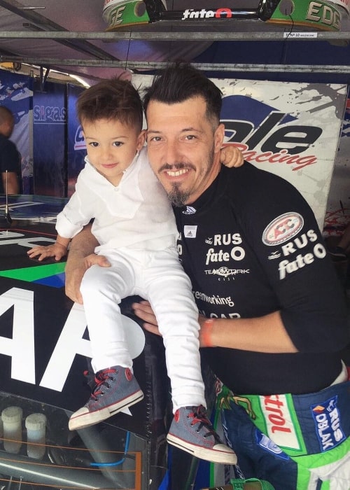 Gastón Mazzacane as seen in a picture taken with his son Renato on the sidelines of the track October 2017