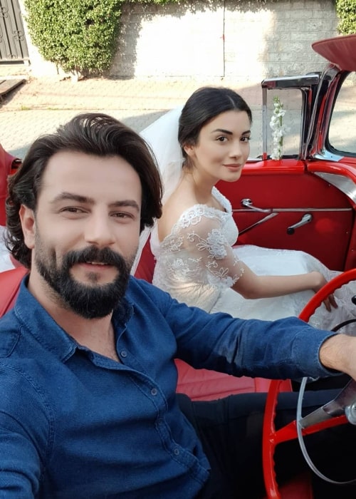Gökberk Demirci as seen while clicking a selfie along with Özge Yağız in Istanbul, Turkey in December 2019