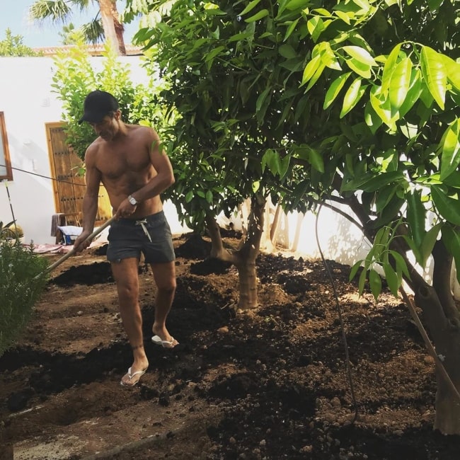 Jake Canuso gardening on a Saturday in October 2019