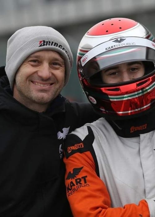 Jarno Trulli with his older son Enzo, as seen in February 2020
