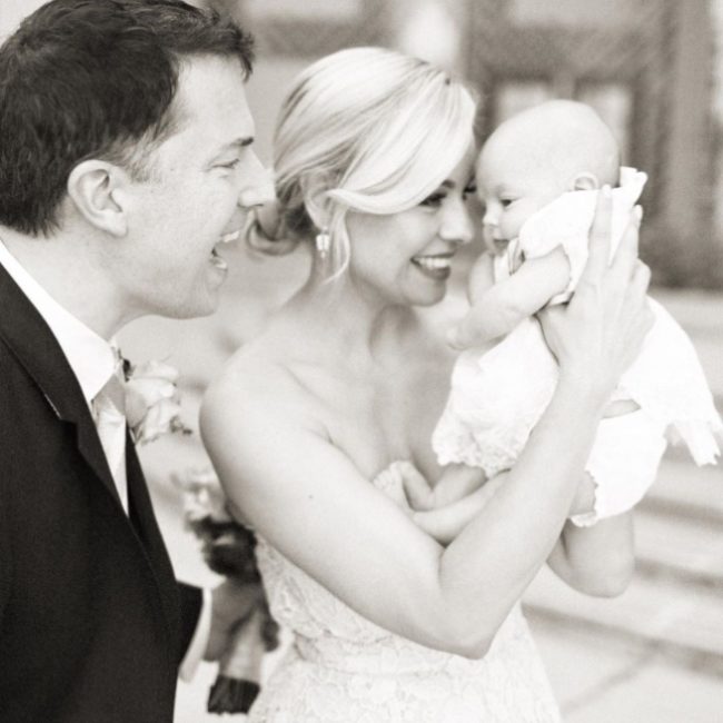 Jessica Collins with her husband and daughter in 2016.