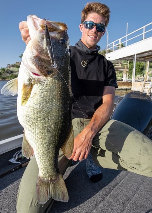Jon Barzacchini as seen in a picture taken while holding a large fish that he caught at the Possum Kingdom Lake in March 2020