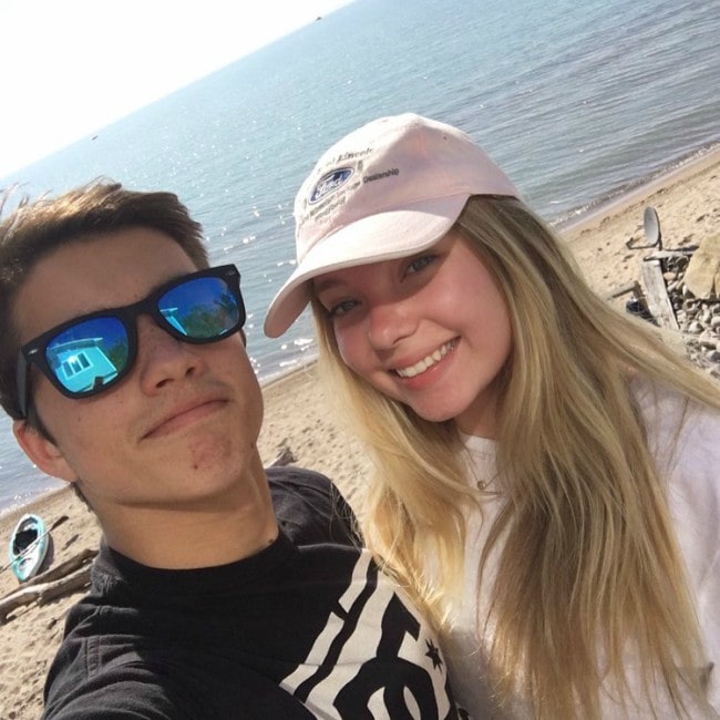 Jonny Gray as seen while taking a selfie with Emilia McCarthy at Grand Bend Beach in Lambton Shores, Canada in May 2016