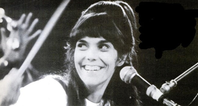 Karen Carpenter as seen while drumming on stage in early 1970s