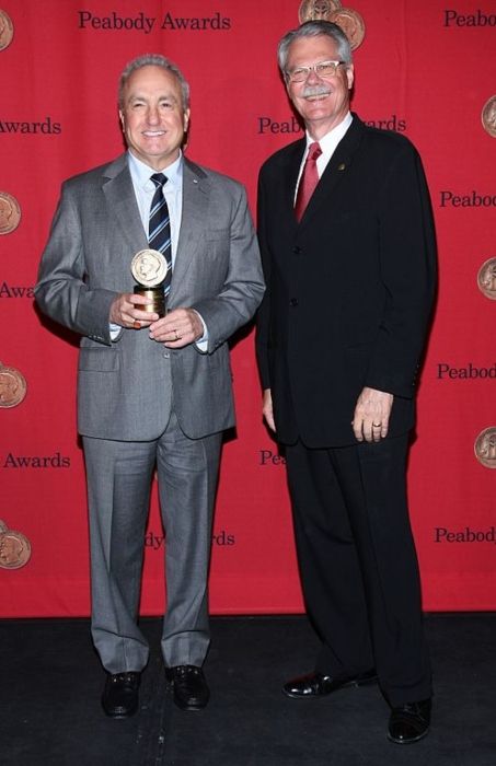 Lorne Michaels posing with his individual award at the 72nd Annual Peabody Awards in 2013