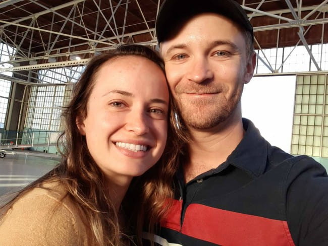 Michael Welch and Samantha Maggio as seen in September 2019