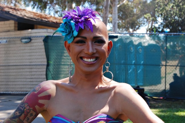 Ongina as seen while smiling for a picture backstage at San Diego Pride 2010