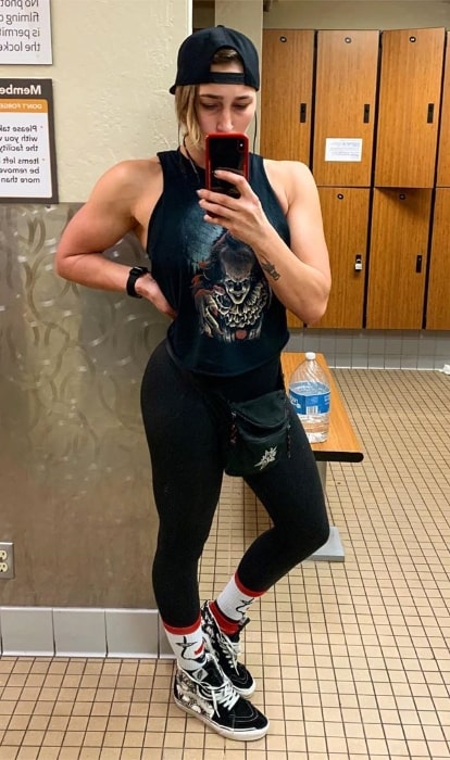 Rhea Ripley as seen while taking a mirror selfie in December 2019