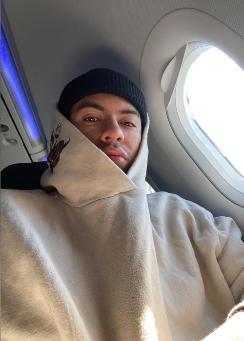 Robert Lopez as seen in a selfie taken while on a plane in February 2020