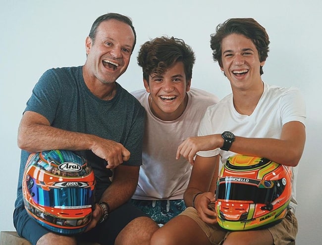 Rubens Barrichello with his sons, as seen in March 2020