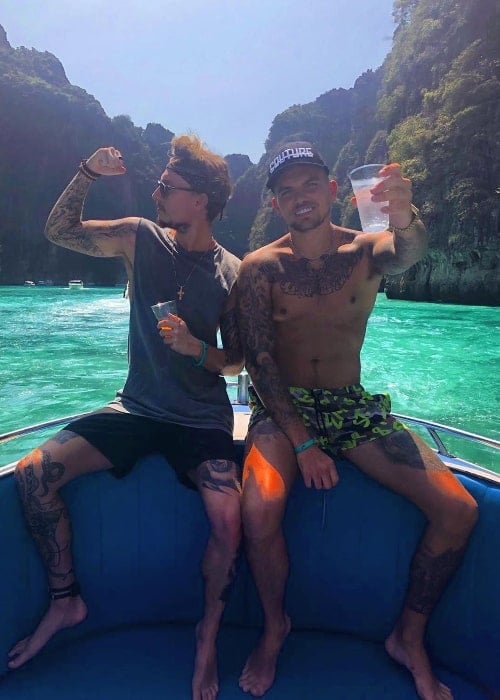 Sam Gowland (Right) as seen while posing for a picture along with Dan in April 2020