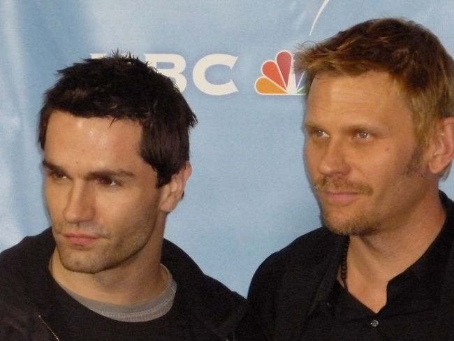 Sam Witwer posing with fellow Being Human castmate Mark Pellegrino