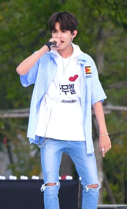 Samuel Kim as seen while performing 'I Got It' during rehearsal at Sky Festival on September 3, 2017