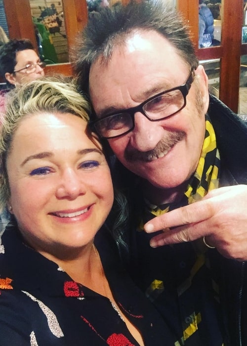 Shelley Longworth as seen while taking a selfie along with Paul Chuckle in Benidorm, Spain in March 2018