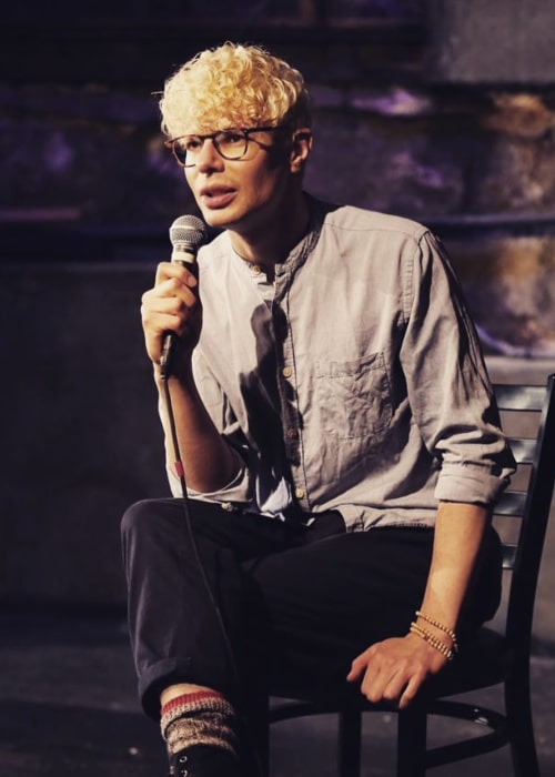 Simon Amstell, as seen during a live performance in June 2018