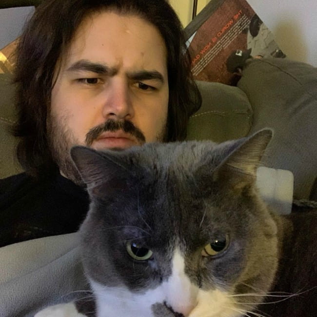 Sp00nerism with his cat as seen in January 2020