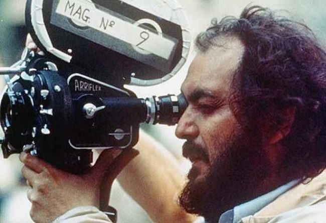 Stanley Kubrick operating the camera in a colored photo uploaded in 2010