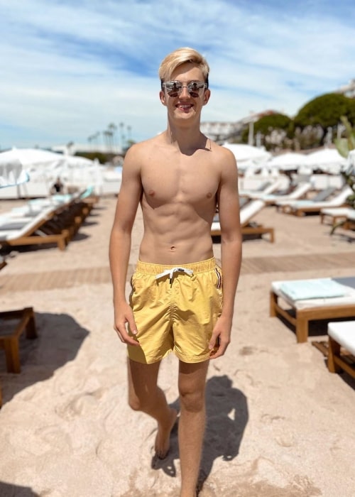 Théo Pourchaire as seen in a picture taken La Môme Plage June 2020