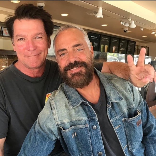 Titus Welliver as seen in a picture taken with professional stuntman Eddie Braun in March 2020