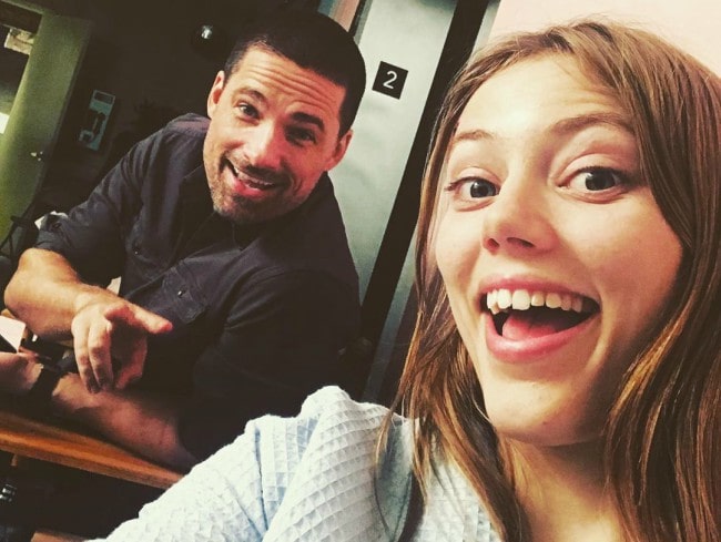 Warren Christie in a selfie along with Grace Van Dien in New York City, New York in February 2019