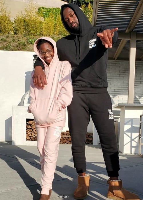Zaya Wade with her father as seen in April 2020
