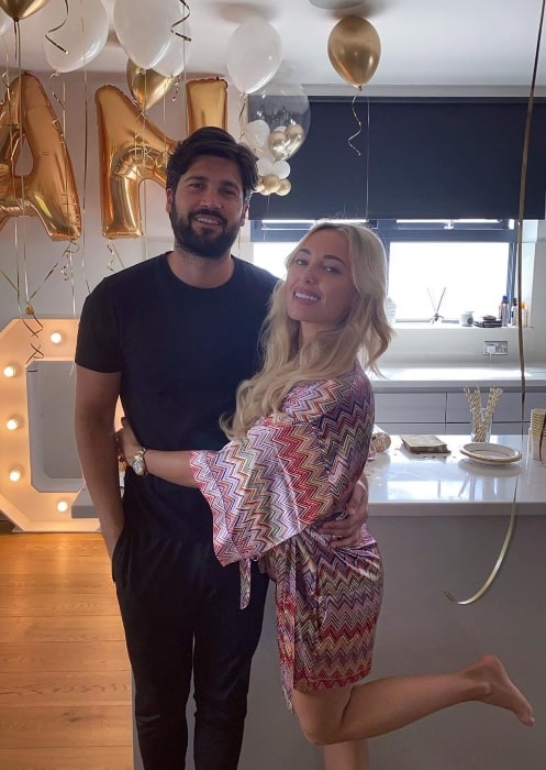 Amber Turner posing for a picture with Dan Edgar as they celebrated his 30th birthday in Chigwell, United Kingdom in May 2020