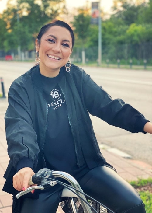 Andra as seen in a picture taken while she sits on a bicycle in May 2020