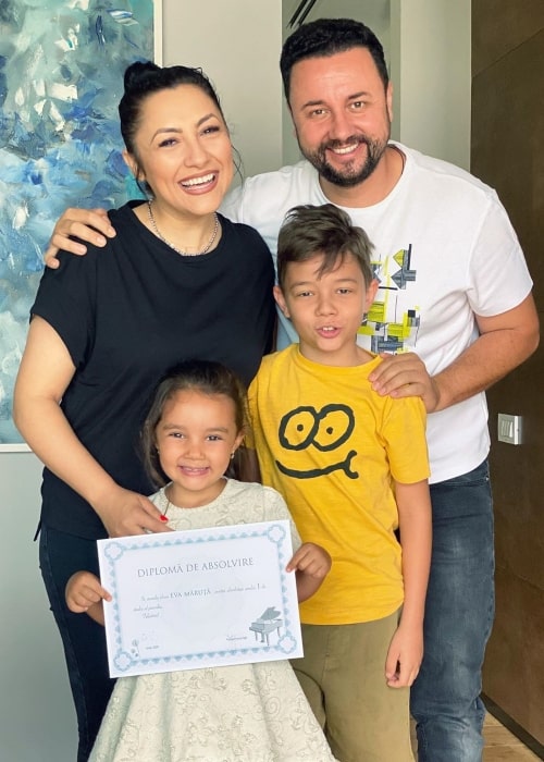 Andra as seen in a picture taken with her husband Cătălin Măruță and their children David and Eva in July 2020