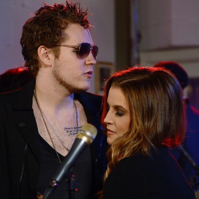 Benjamin Keough and Lisa Marie Presley pictured at Sun Studios while filming Good Morning America in 2012