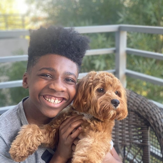 Christian J Simon as seen in a picture with his dog Seo in July 2020