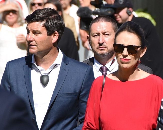 Clarke seen with his partner Jacinda Ardern on Waitangi Day in 2018