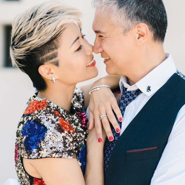 JuJu Chan with her husband in February 2020 celebrating their first Valentine’s Day together