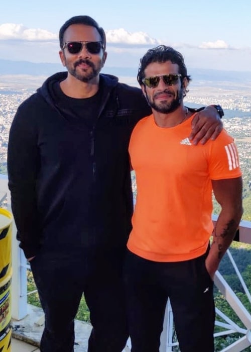 Karan Patel (Right) as seen while smiling in a picture along with Rohit Shetty in Izgrev, Sofia in August 2019