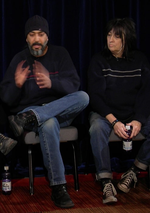 Kim Thayil (Left) and Kim Warnick at a panel discussion as part of the exhibit 'Sound & Vision Artists Tell Their Stories' at Experience Music Project, Seattle, Washington in February 2007