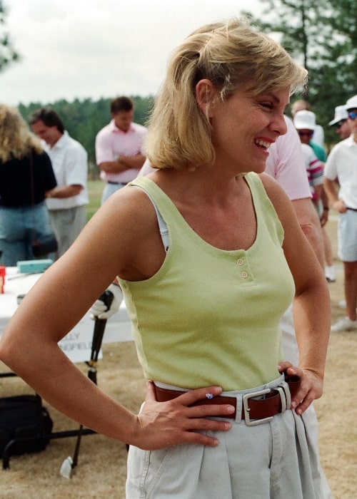 Kim Zimmer pictured while playing charity golf at the Fayetteville Dogwood Festival in Fayetteville, North Carolina in April 1994