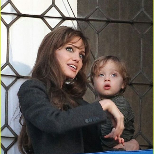 Knox Jolie-Pitt seen as a baby with his mother