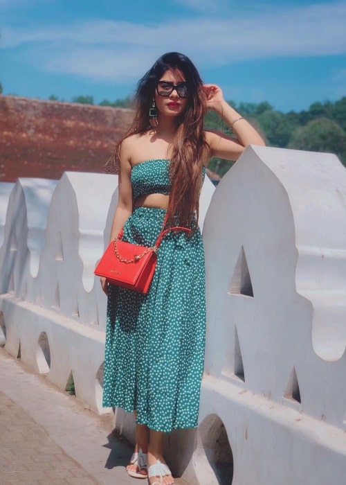 Krishna Mukherjee posing for a picture in Kandy, Sri Lanka in February 2020