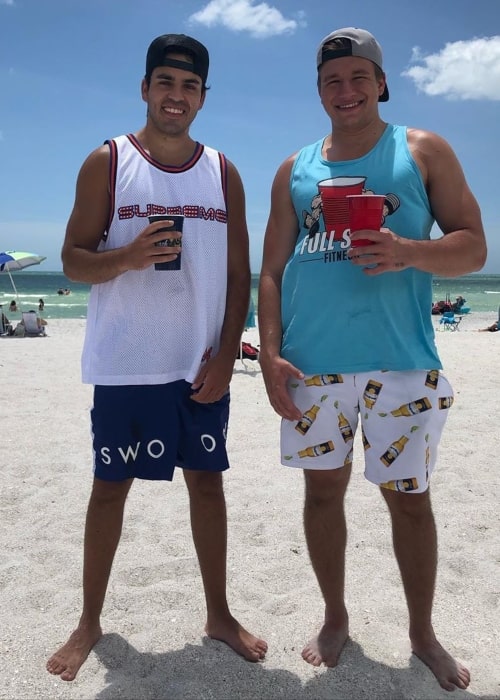 Kyle Forgeard as seen in a picture taken on the beach with fellow YouTuber Stephen Deleonardis in May 2020, in Saint Petersburg, Florida