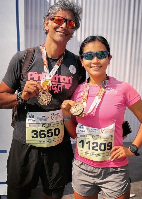 Milind Soman and Ankita Konwar, as seen in January 2020