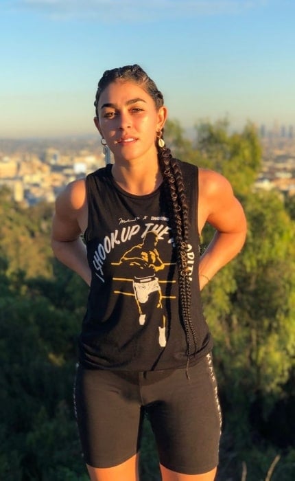Natacha Karam as seen while posing for a picture during the golden hour in January 2020