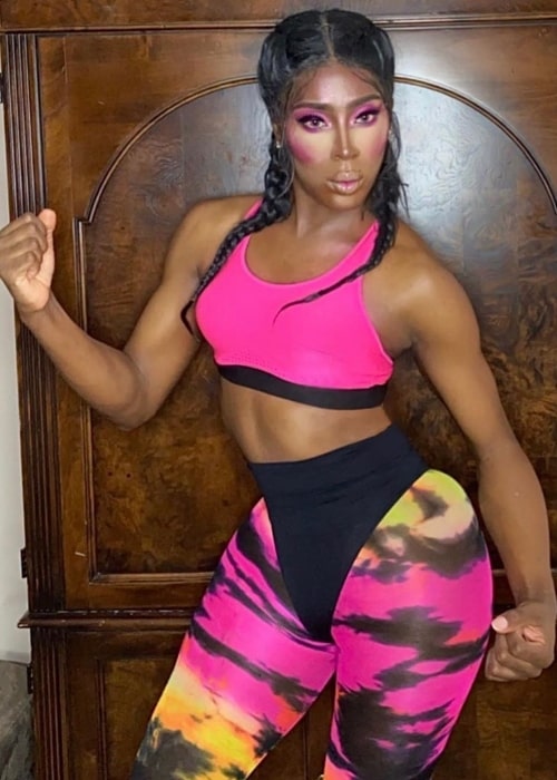 Nina Bo'nina Brown as seen while showing her toned physique in March 2020