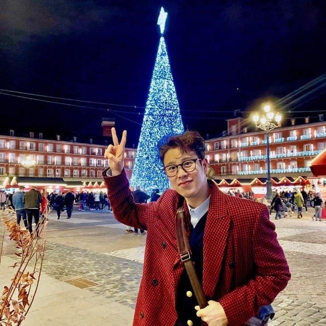 P.O (a.k.a. Pyo Ji-hoon) as seen while posing for a picture in Spain in December 2019