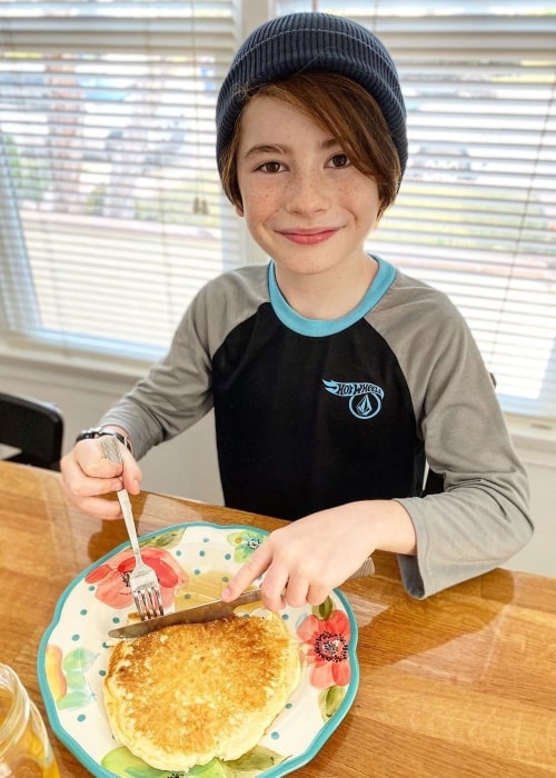 Paxton Booth as seen in a picture taken in May 2020, while enjoying a pancake