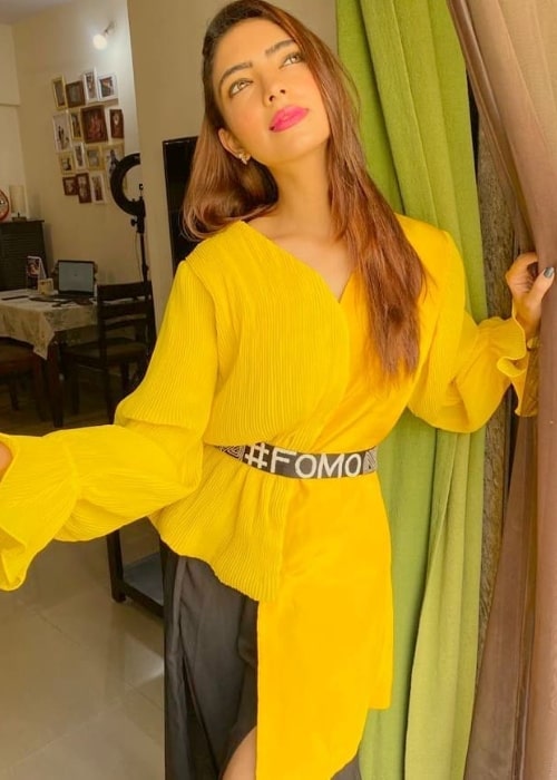 Pooja Banerjee as seen while posing for a picture in June 2020