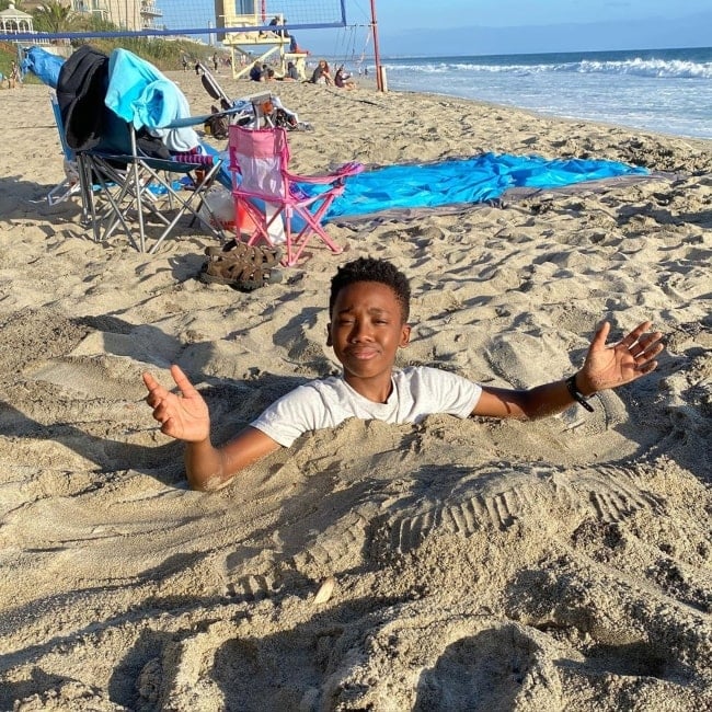Ramon Reed as seen in a picture taken while he was buried in the sand on a beach in July 2020