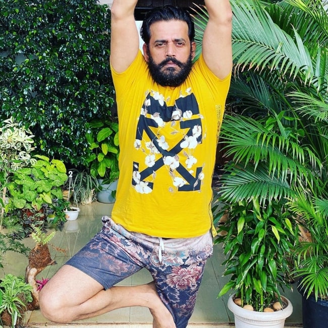 Ravi Kishan as seen in a picture that was taken in June 2020 while performing yoga in his free time