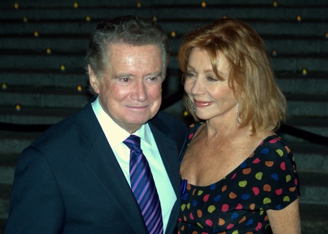 Regis Philbin as seen while posing for the camera alongside his wife Joy Philbin at the 2009 Tribeca Film Festival celebration hosted by Vanity Fair